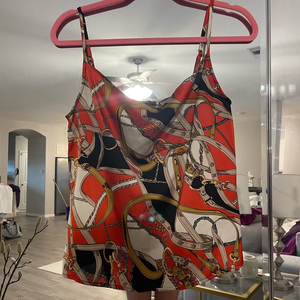 Chain print tank top